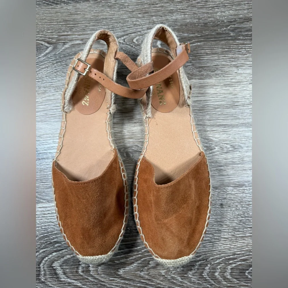 Casa Hernanz Sandals Women's‎ 38 Brown/Camel Leather Handmade Spain Espadrille